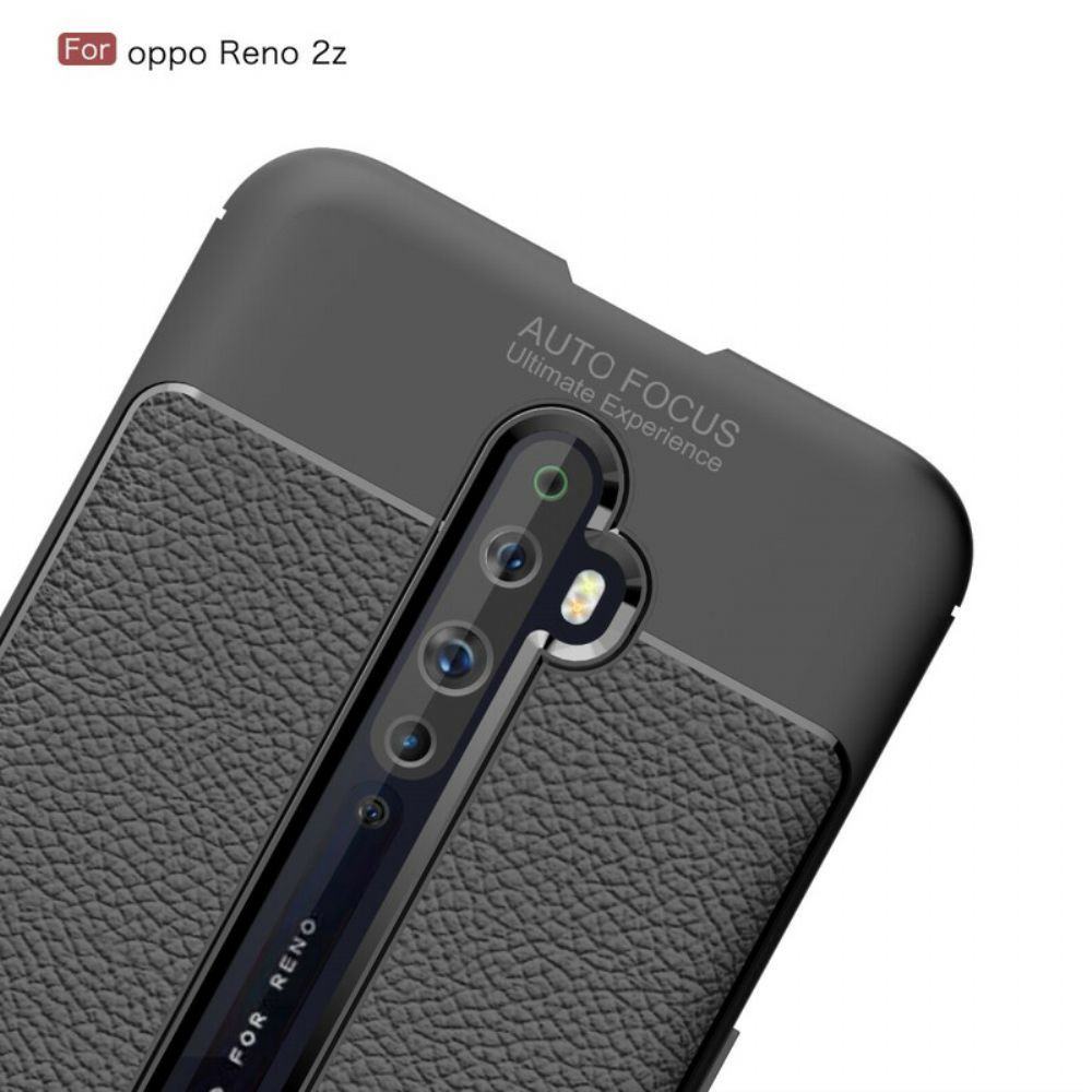 Hoesje voor Oppo Reno 2Z Dubbele Lijn Litchi Leder Effect