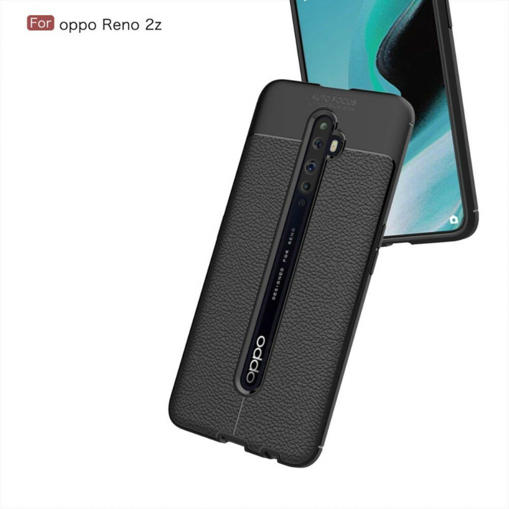 Hoesje voor Oppo Reno 2Z Dubbele Lijn Litchi Leder Effect