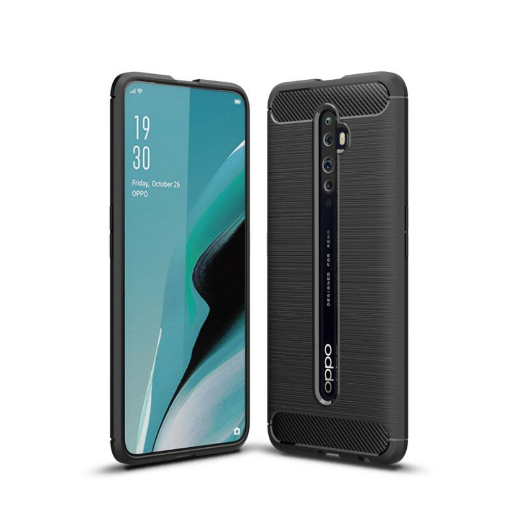 Hoesje voor Oppo Reno 2Z Geborstelde Koolstofvezel