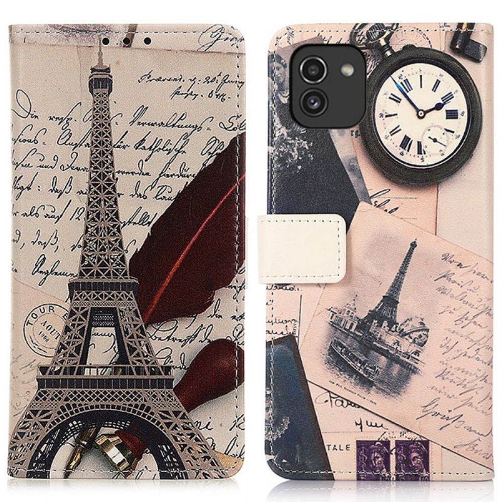 Flip Case voor Samsung Galaxy A03 Eiffeltoren Van De Dichter