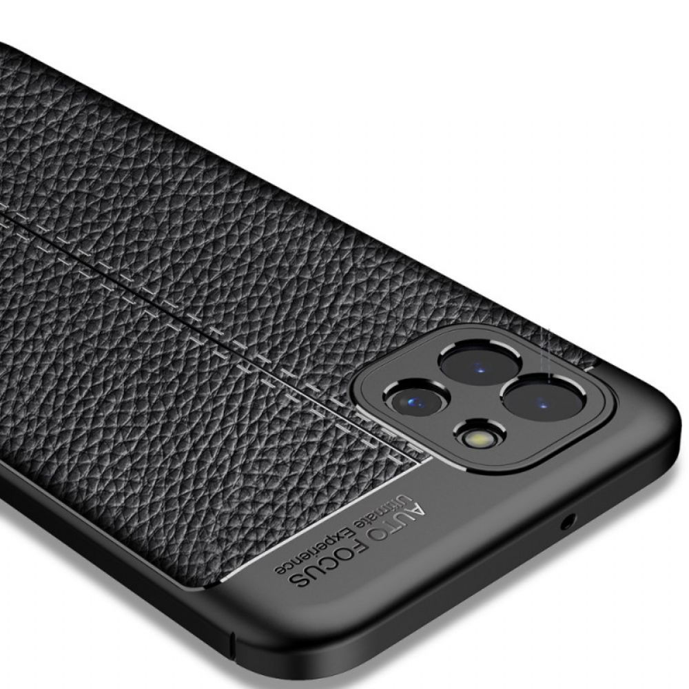 Hoesje voor Samsung Galaxy A03 Dubbele Lijn Litchi Leder Effect