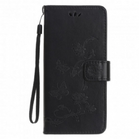 Folio-hoesje voor Motorola Edge 20 Lite Met Ketting Thong Vlinders En Bloemen