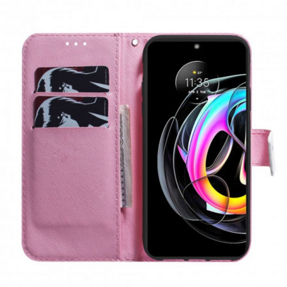 Folio-hoesje voor Motorola Edge 20 Lite Oude Roze Bloem