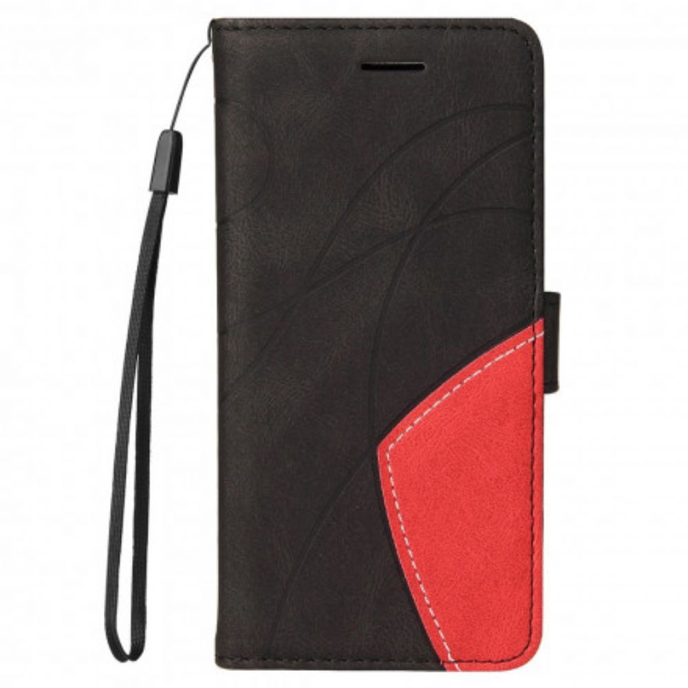 Folio-hoesje voor Motorola Edge 20 Lite Signature Tweekleurig Kunstleer