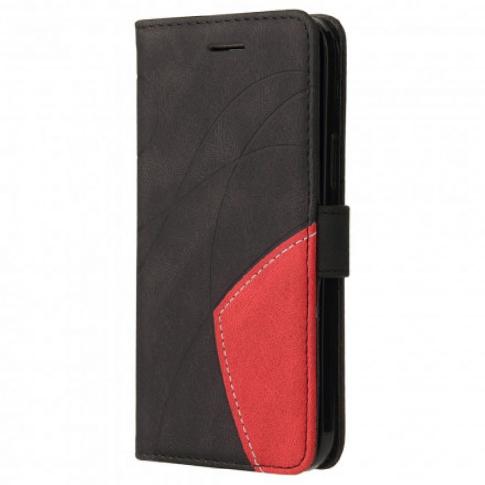 Folio-hoesje voor Motorola Edge 20 Lite Signature Tweekleurig Kunstleer