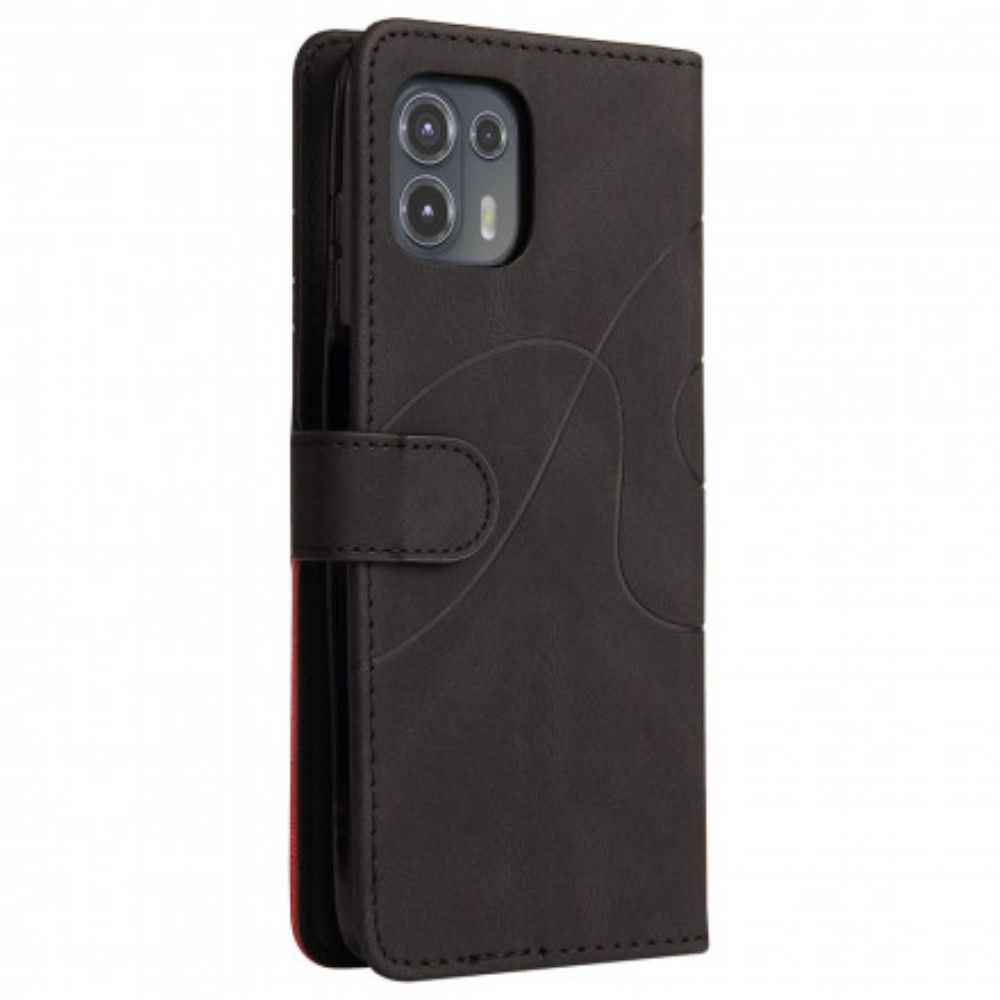 Folio-hoesje voor Motorola Edge 20 Lite Signature Tweekleurig Kunstleer