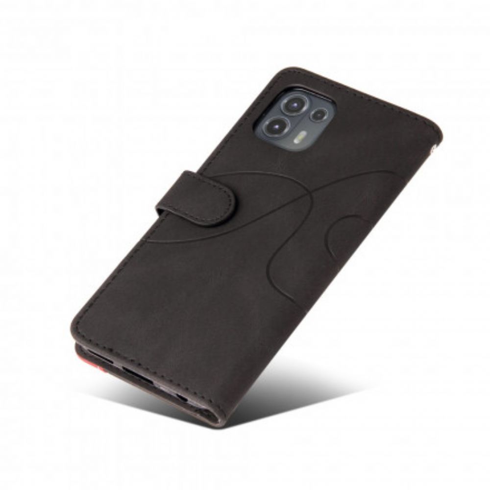 Folio-hoesje voor Motorola Edge 20 Lite Signature Tweekleurig Kunstleer