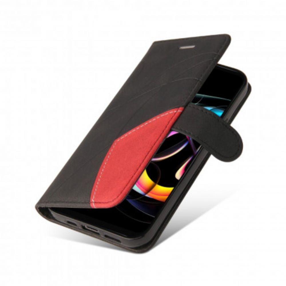 Folio-hoesje voor Motorola Edge 20 Lite Signature Tweekleurig Kunstleer