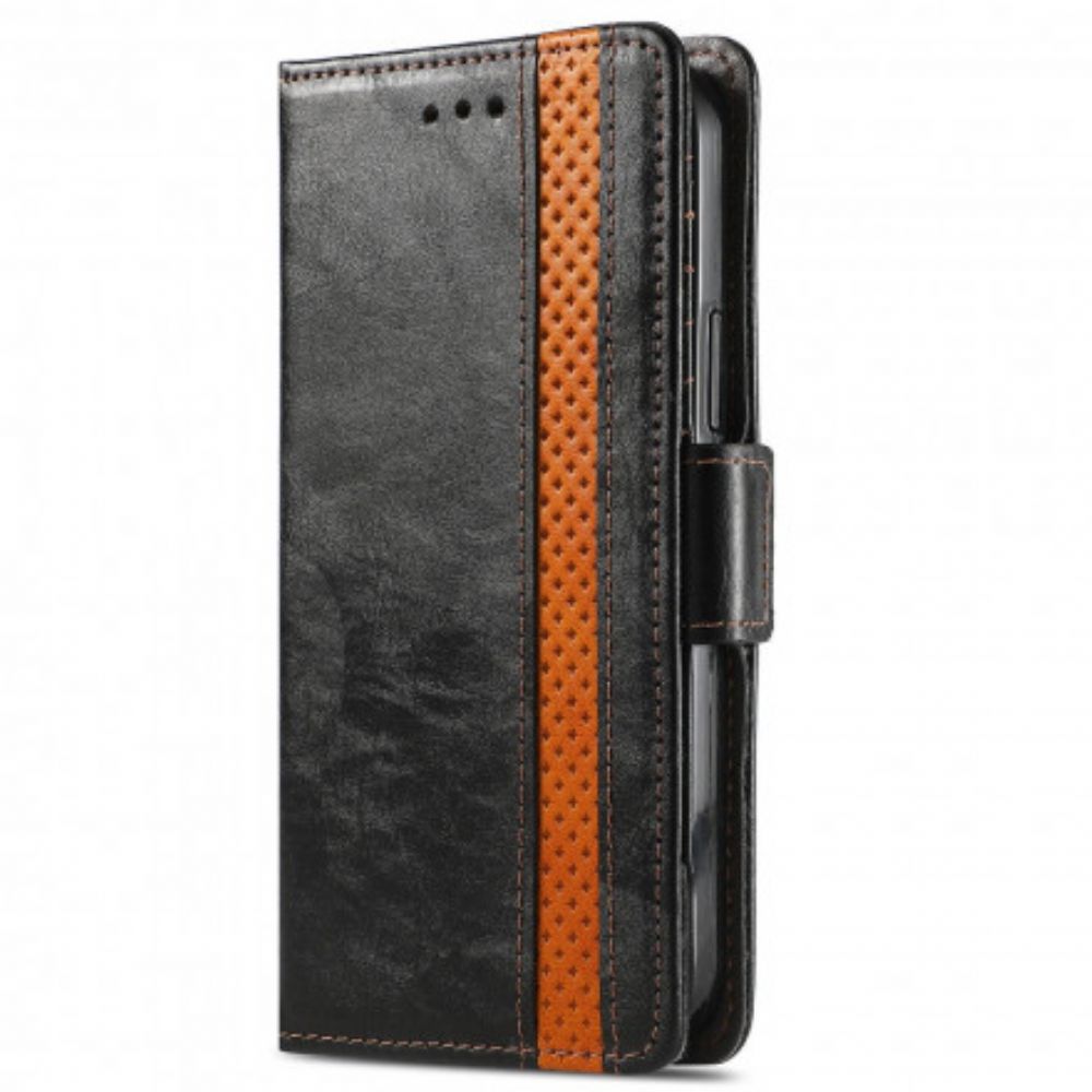 Folio-hoesje voor Motorola Edge 20 Lite Tweekleurige Dubbele Sluiting