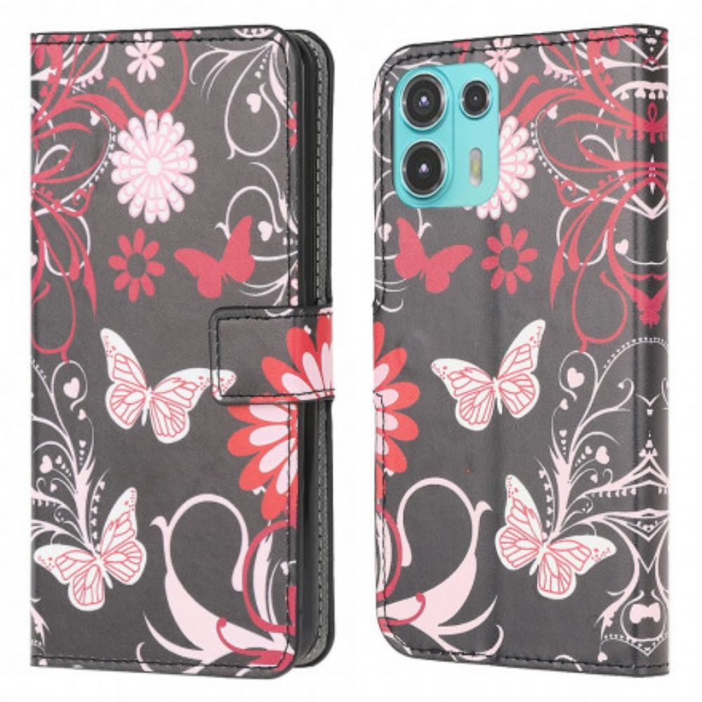 Folio-hoesje voor Motorola Edge 20 Lite Vlinders En Bloemen