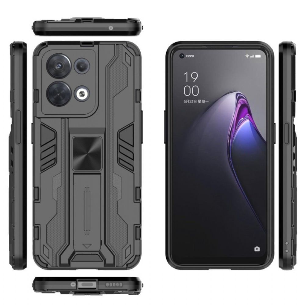 Hoesje voor Oppo Reno 8 Verticale En Horizontale Verwijderbare Beugel