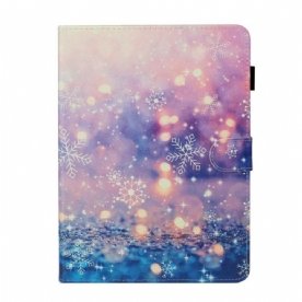 Leren Hoesje voor iPad Air (2022) (2020) / Pro 11" Sneeuwvlokken