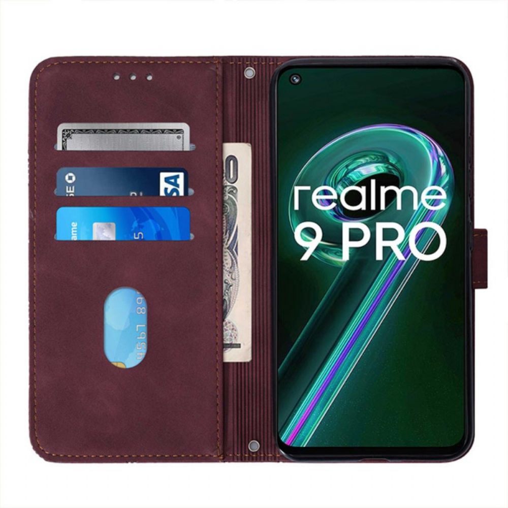 Folio-hoesje voor Realme 9 Pro 5G Piramide Leereffect