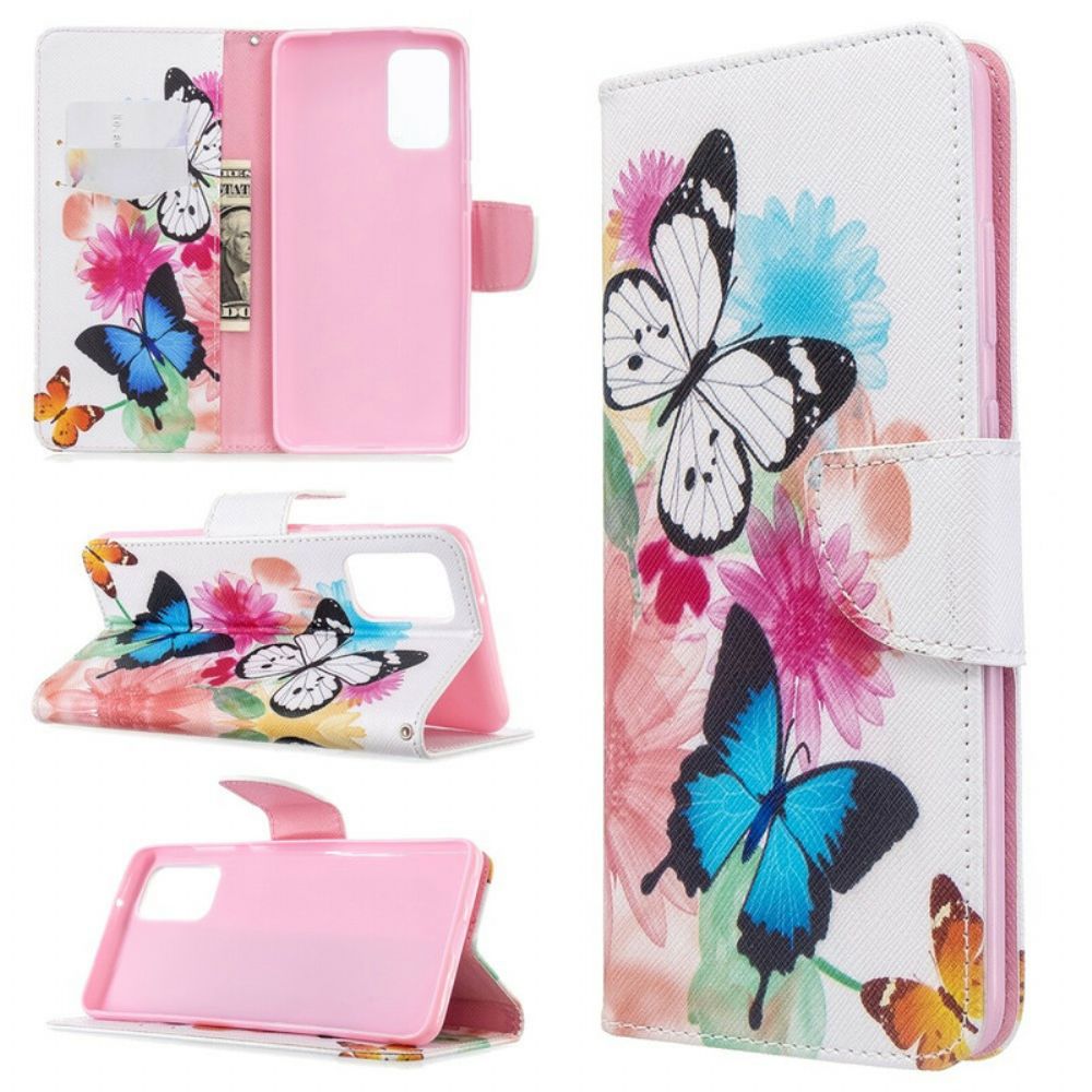 Folio-hoesje voor Samsung Galaxy S20 Plus 4G / 5G Geschilderde Vlinders En Bloemen