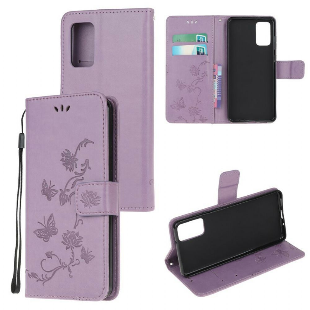 Folio-hoesje voor Samsung Galaxy S20 Plus 4G / 5G Met Ketting Discretieband Vlinders