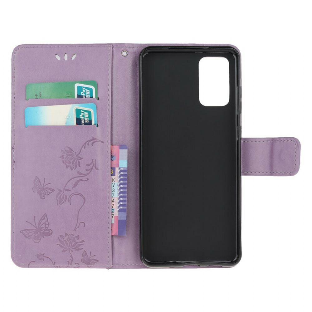 Folio-hoesje voor Samsung Galaxy S20 Plus 4G / 5G Met Ketting Discretieband Vlinders