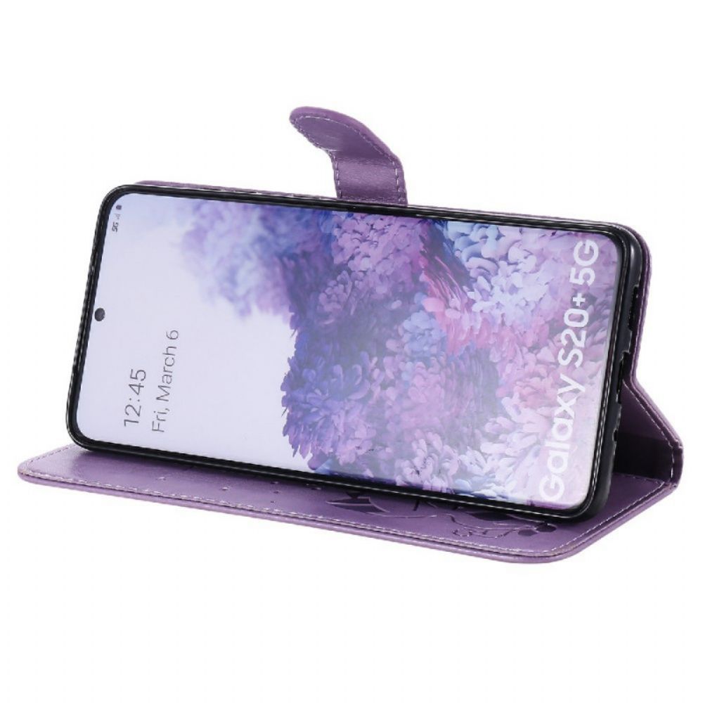 Folio-hoesje voor Samsung Galaxy S20 Plus 4G / 5G Met Ketting Kat En Bij Met Riem