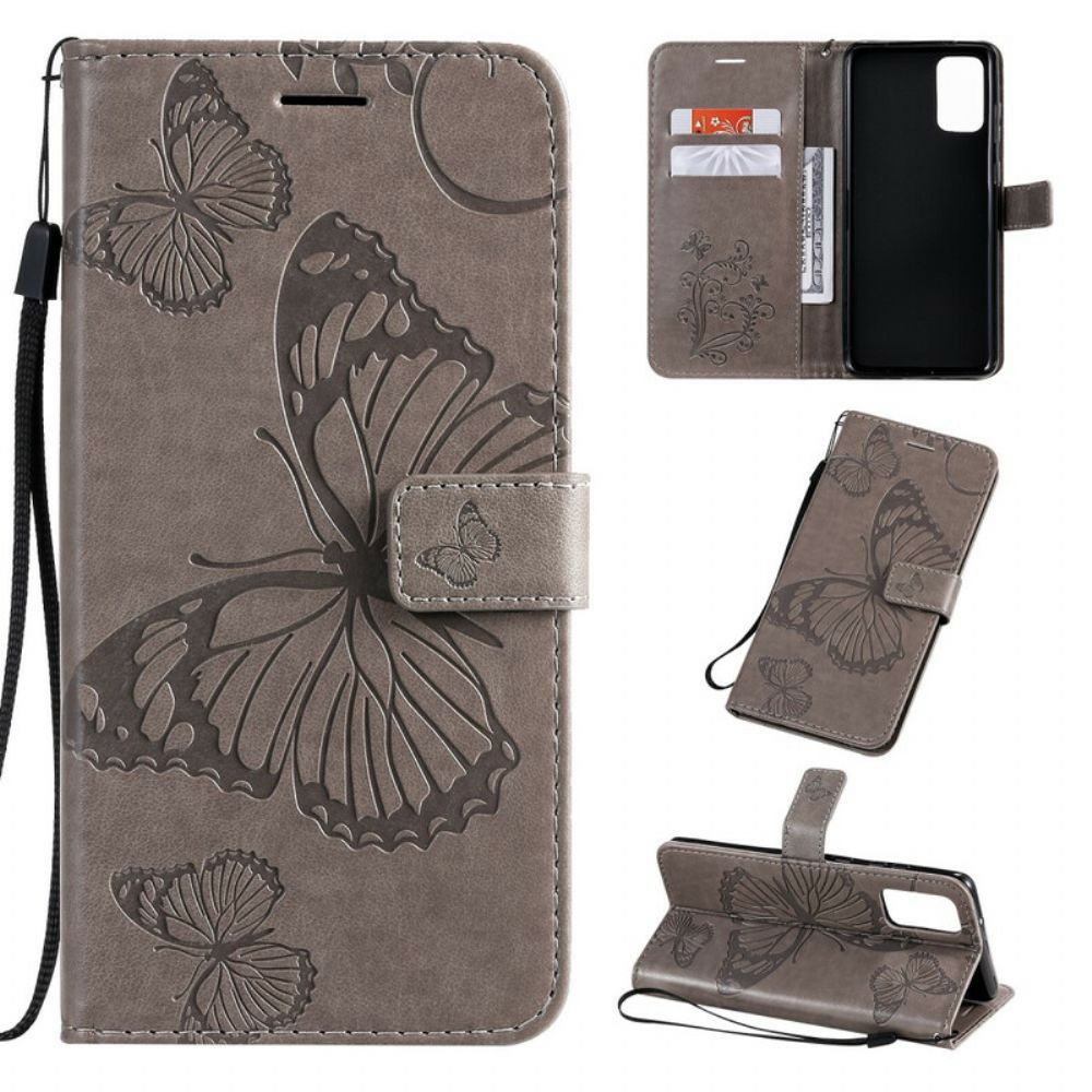 Folio-hoesje voor Samsung Galaxy S20 Plus 4G / 5G Met Ketting Reuzenvlinders Met Bandjes