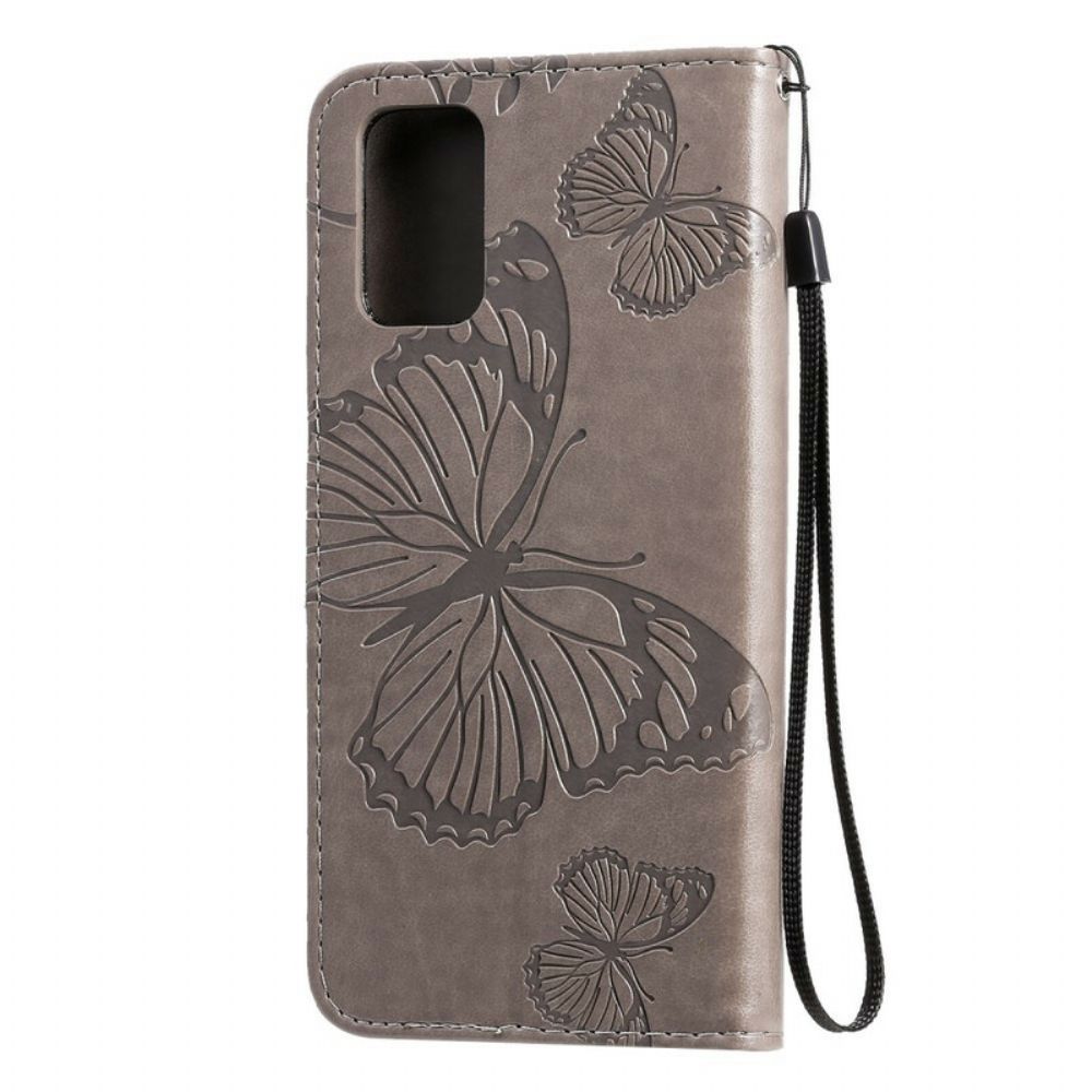 Folio-hoesje voor Samsung Galaxy S20 Plus 4G / 5G Met Ketting Reuzenvlinders Met Bandjes