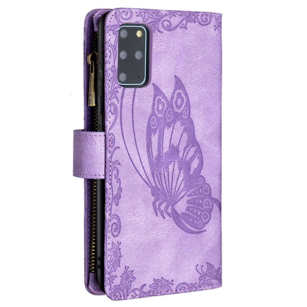 Folio-hoesje voor Samsung Galaxy S20 Plus 4G / 5G Zip Pocket Vlinder