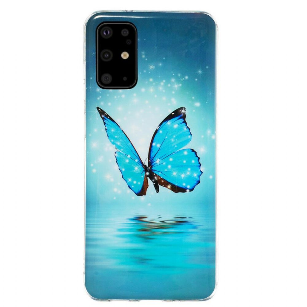 Hoesje voor Samsung Galaxy S20 Plus 4G / 5G Fluorescerende Blauwe Vlinder