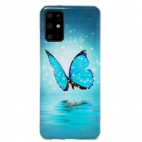 Hoesje voor Samsung Galaxy S20 Plus 4G / 5G Fluorescerende Blauwe Vlinder