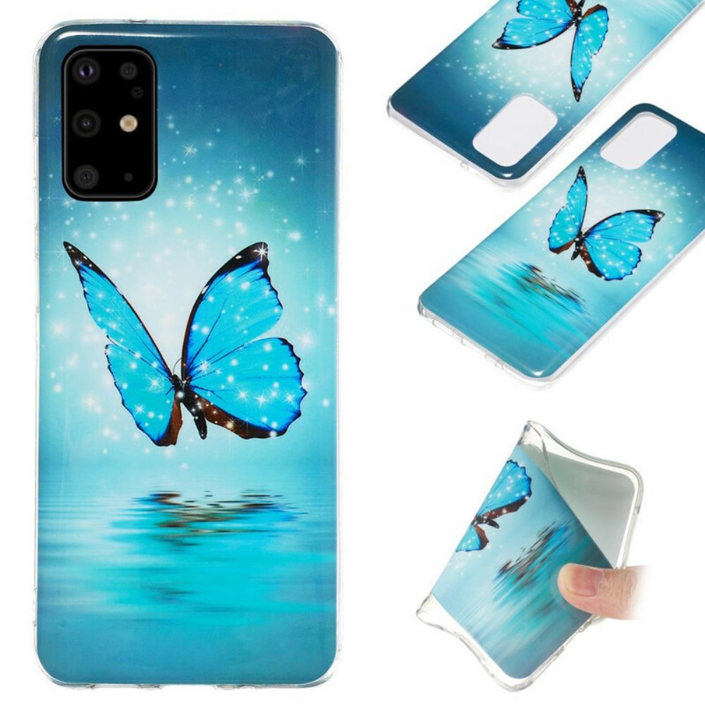 Hoesje voor Samsung Galaxy S20 Plus 4G / 5G Fluorescerende Blauwe Vlinder