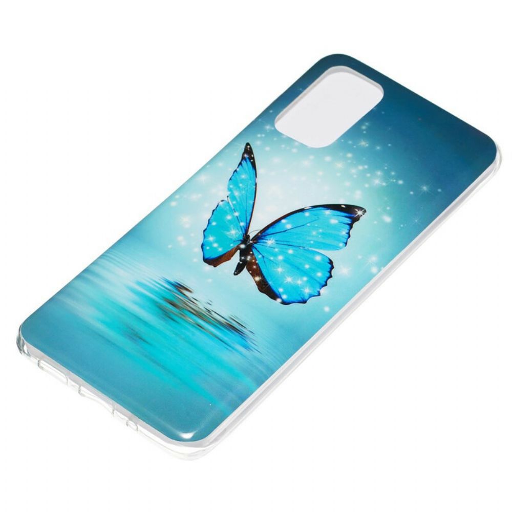 Hoesje voor Samsung Galaxy S20 Plus 4G / 5G Fluorescerende Blauwe Vlinder