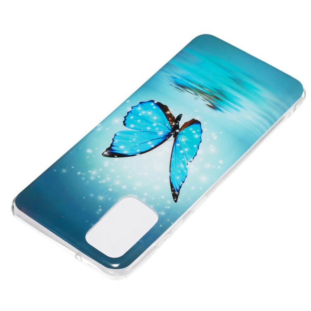 Hoesje voor Samsung Galaxy S20 Plus 4G / 5G Fluorescerende Blauwe Vlinder