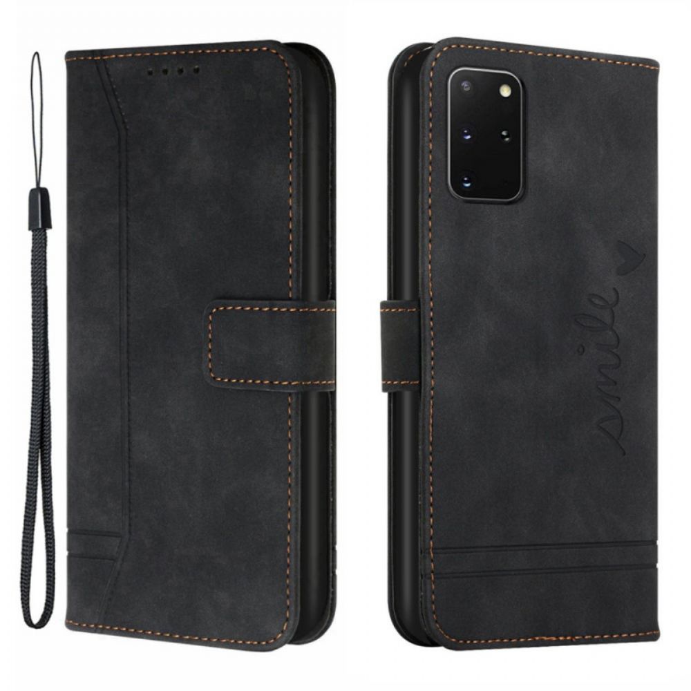 Leren Hoesje voor Samsung Galaxy S20 Plus 4G / 5G Glimlach Met Lanyard