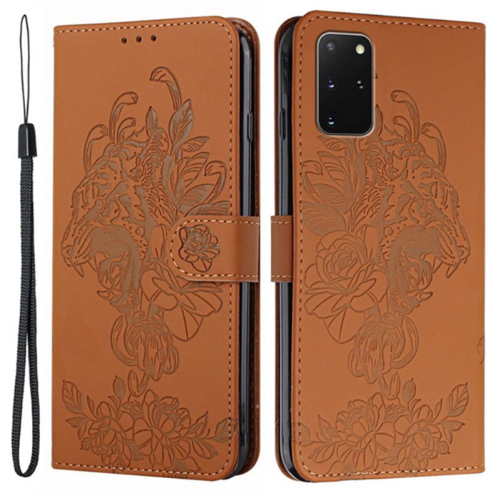 Leren Hoesje voor Samsung Galaxy S20 Plus 4G / 5G Met Ketting Barokke Tijger Met Bandjes