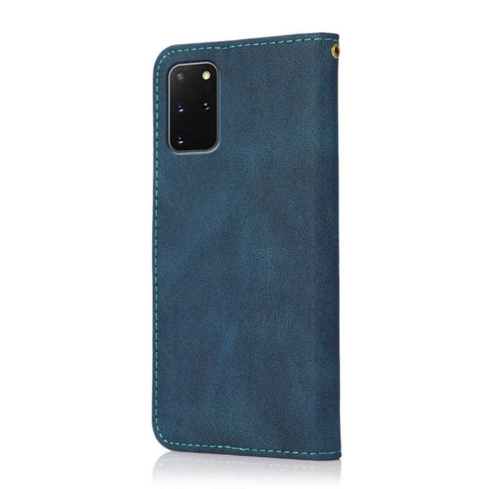 Leren Hoesje voor Samsung Galaxy S20 Plus 4G / 5G Tweekleurige Kunstleer Driehoek