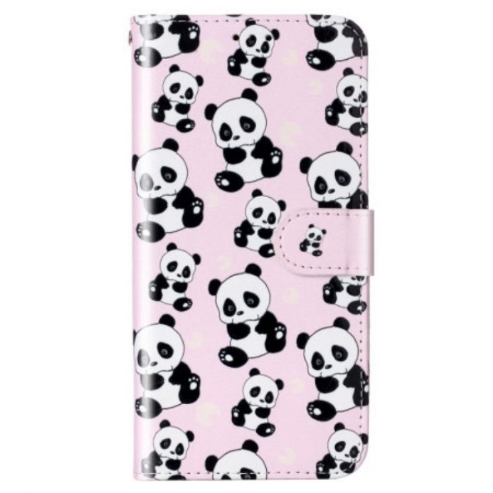 Flip Case voor Xiaomi 12 Lite Met Ketting Panda's Met Bandjes