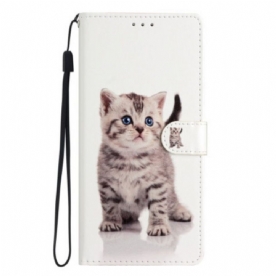 Folio-hoesje voor Xiaomi 12 Lite Met Ketting Bandjes Katje