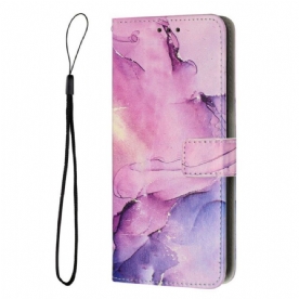 Folio-hoesje voor Xiaomi 12 Lite Met Ketting Marmer Strippen