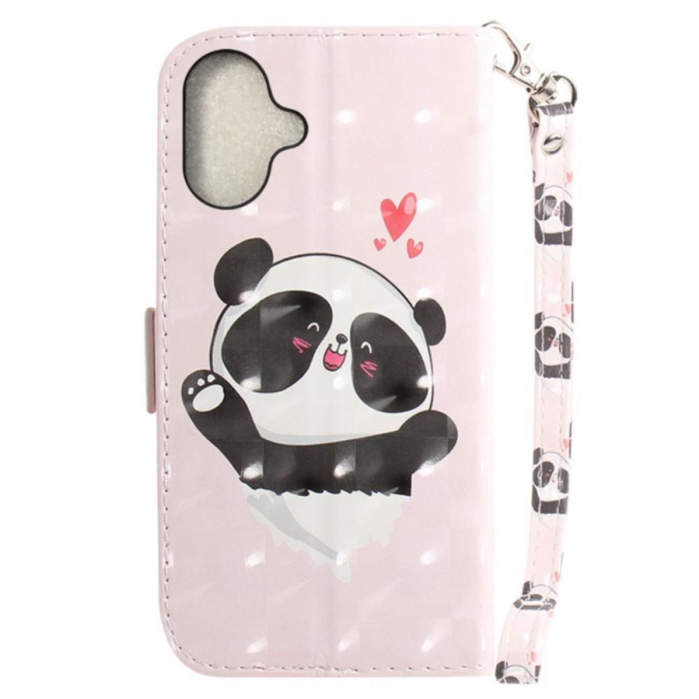 Bescherming Hoesje iPhone 16 Panda Love Met Riempje