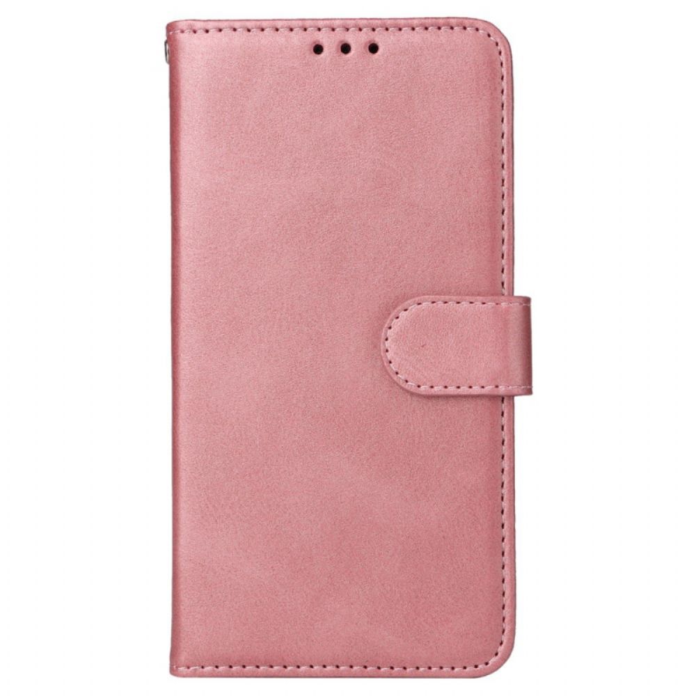 Flip Case Leren iPhone 16 Effen Leerstijl Met Riem