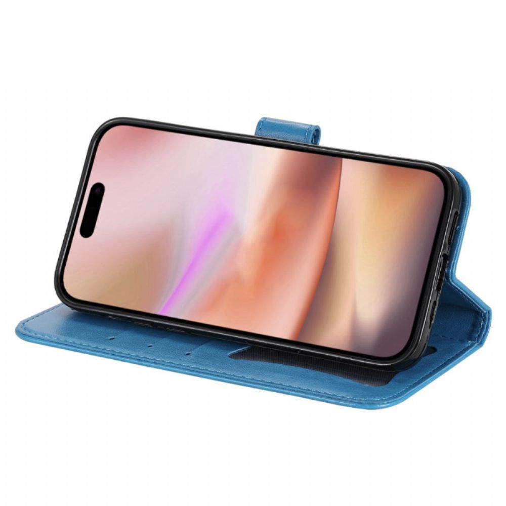 Flip Case Leren iPhone 16 Mandalaprint Met Riempje