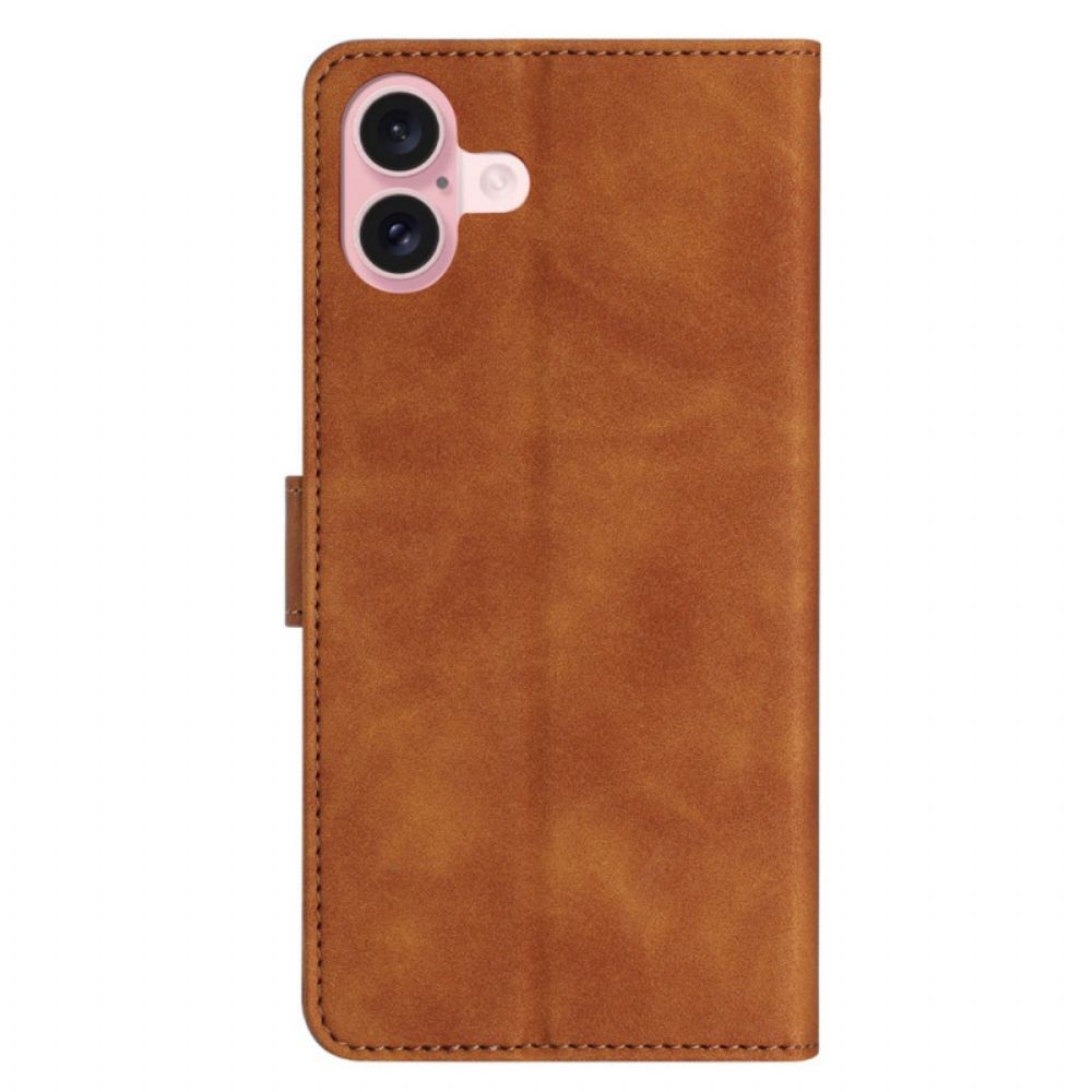 Flip Case Leren iPhone 16 Vlinderfries