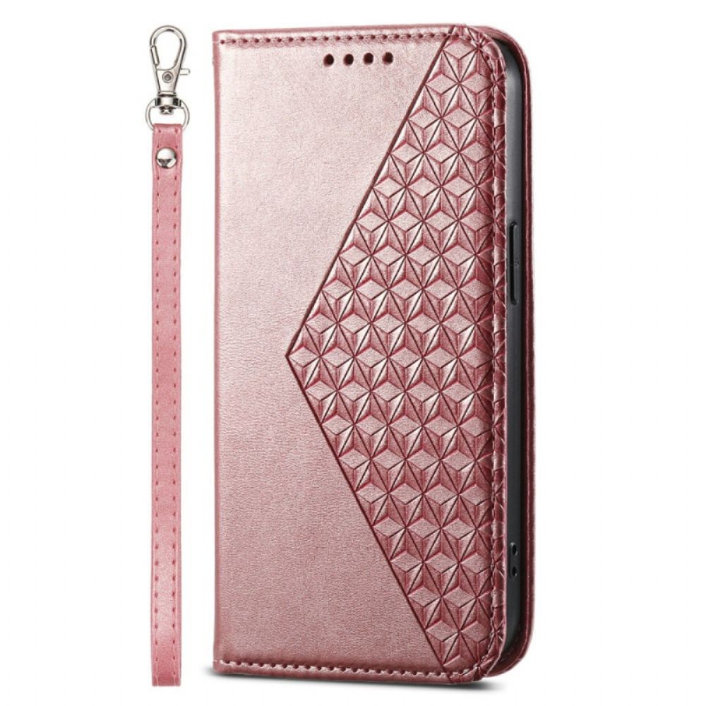 Folio-hoesje iPhone 16 Diamantontwerp Met Riem