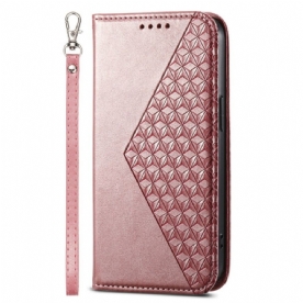 Folio-hoesje iPhone 16 Diamantontwerp Met Riem