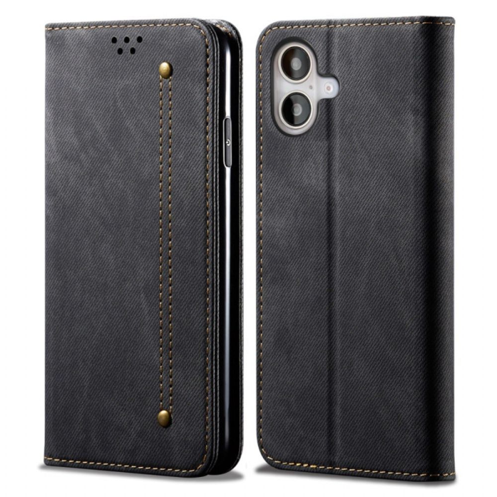 Folio-hoesje iPhone 16 Jeansstof