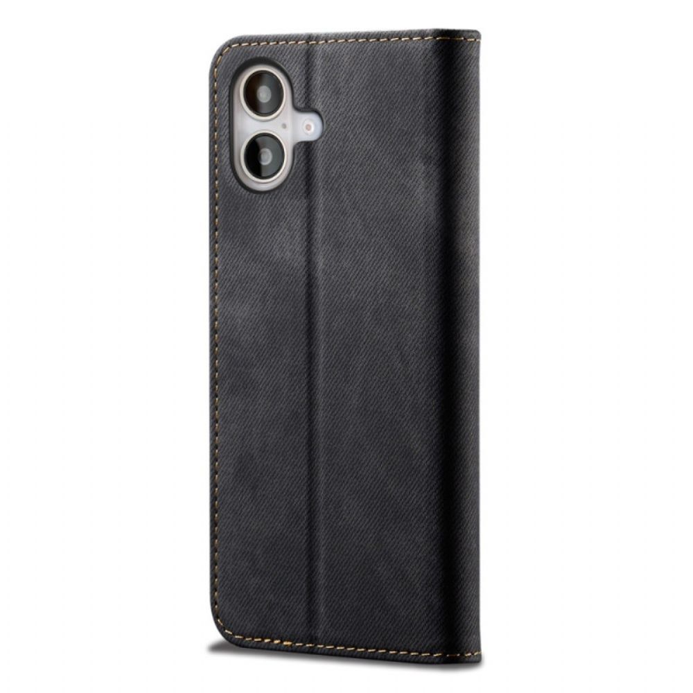 Folio-hoesje iPhone 16 Jeansstof