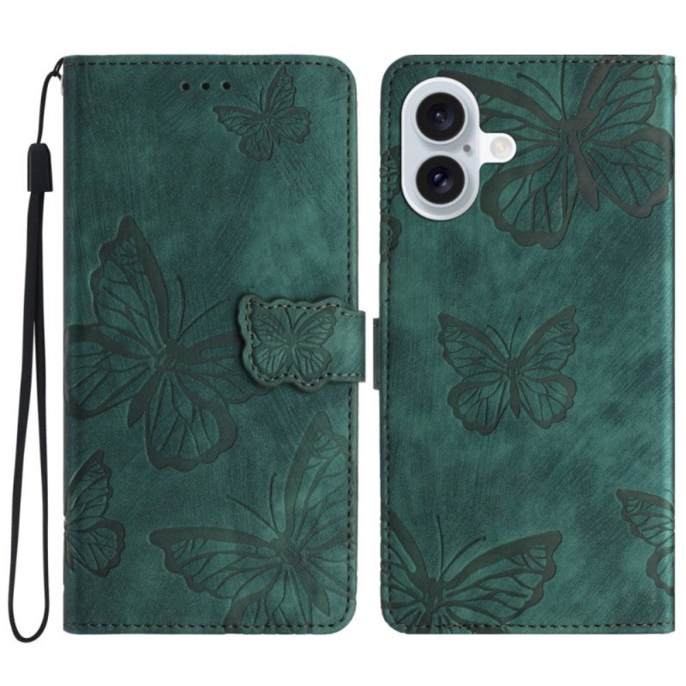 Folio-hoesje iPhone 16 Portemonnee Met Vlindermotief