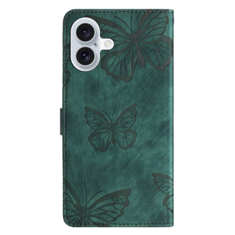 Folio-hoesje iPhone 16 Portemonnee Met Vlindermotief