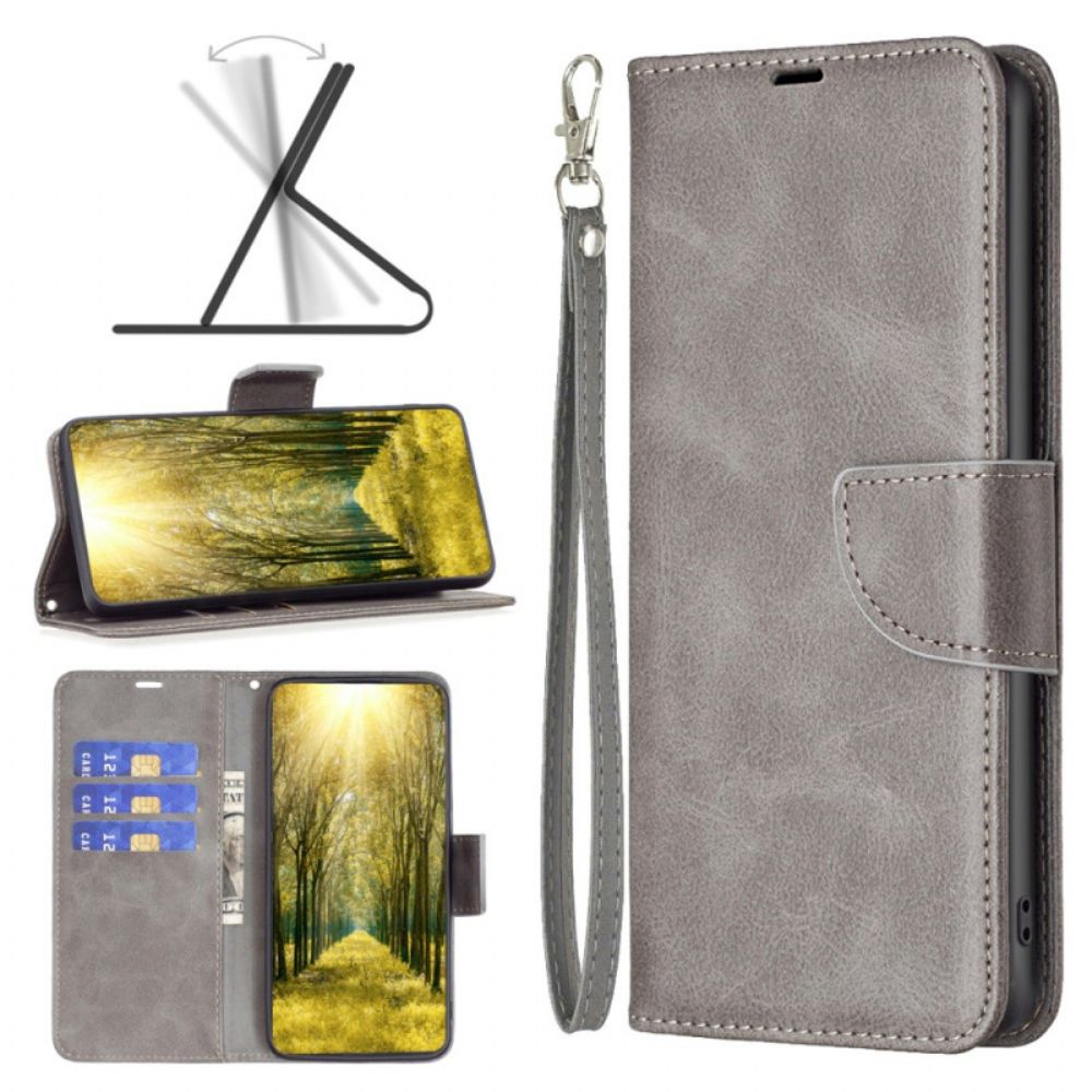 Folio-hoesje iPhone 16 Telefoonhoesje Glad Kunstleer Met Riem