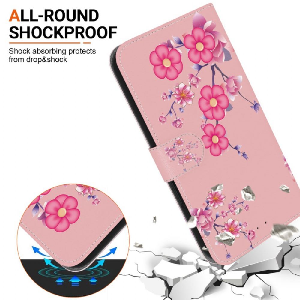 Folio-hoesje iPhone 16 Telefoonhoesje Sakura-band