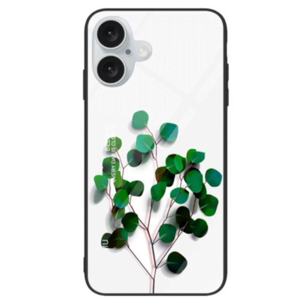 Hoesje iPhone 16 Groene Bladeren Gehard Glas