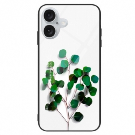 Hoesje iPhone 16 Groene Bladeren Gehard Glas