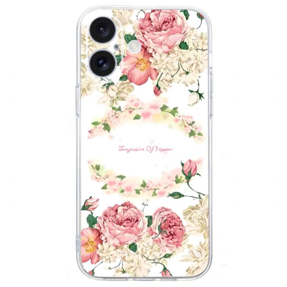 Hoesje iPhone 16 Rozen Met Transparante Rand Bescherming Hoesje